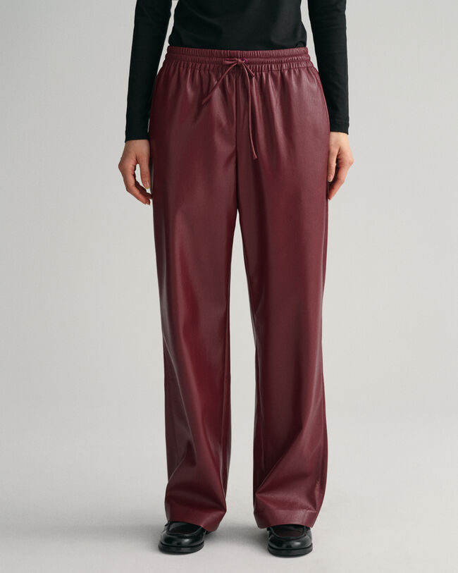 Pantaloni pull-on in finta pelle relaxed fit