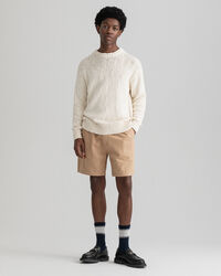 Maglia girocollo in cotone fiammato relaxed fit