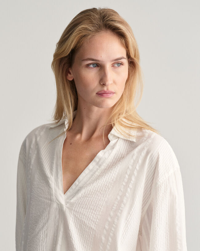 Camicia popover a righe Seersucker relaxed fit