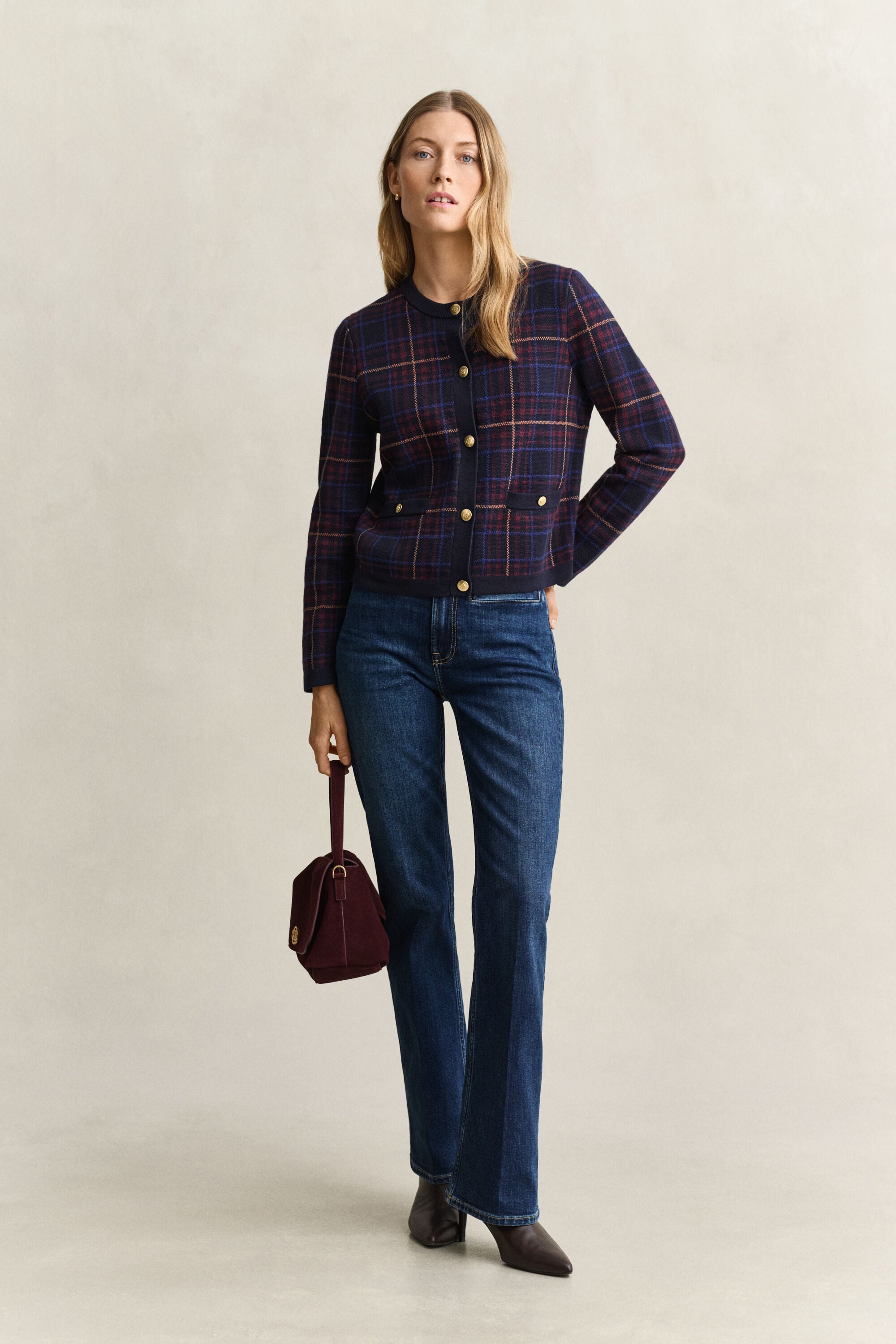 Cardigan in maglia a quadri