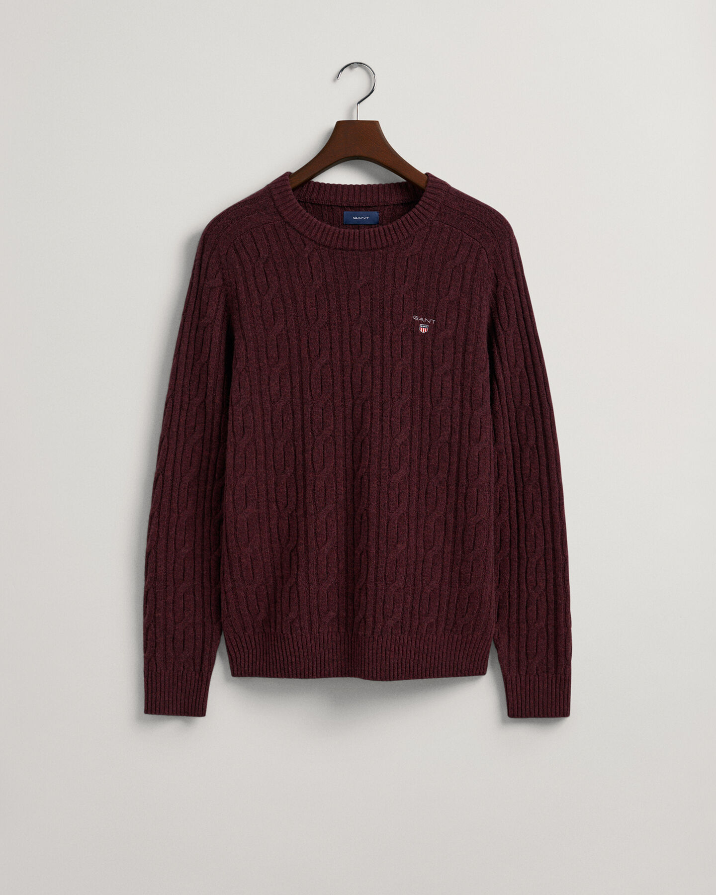 Maglia girocollo in lana d&rsquo;agnello a trecce