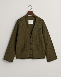 Cardigan con motivo a spina di pesce e scollo a V