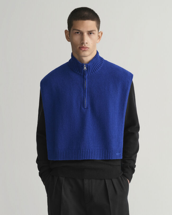 Pettorina con zip in maglia in lana