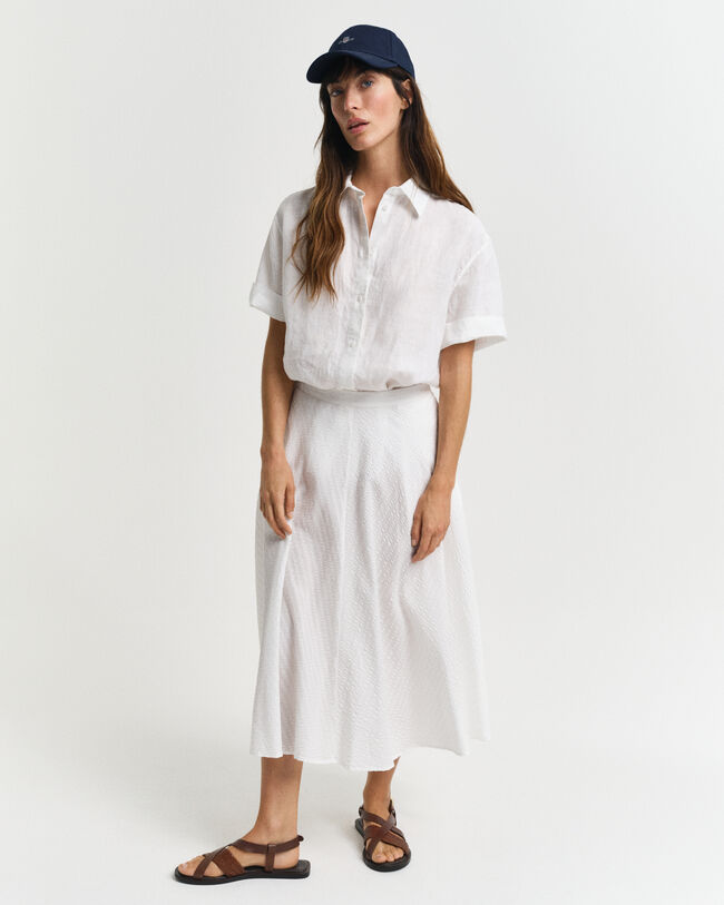 Gonna a righe seersucker tono su tono