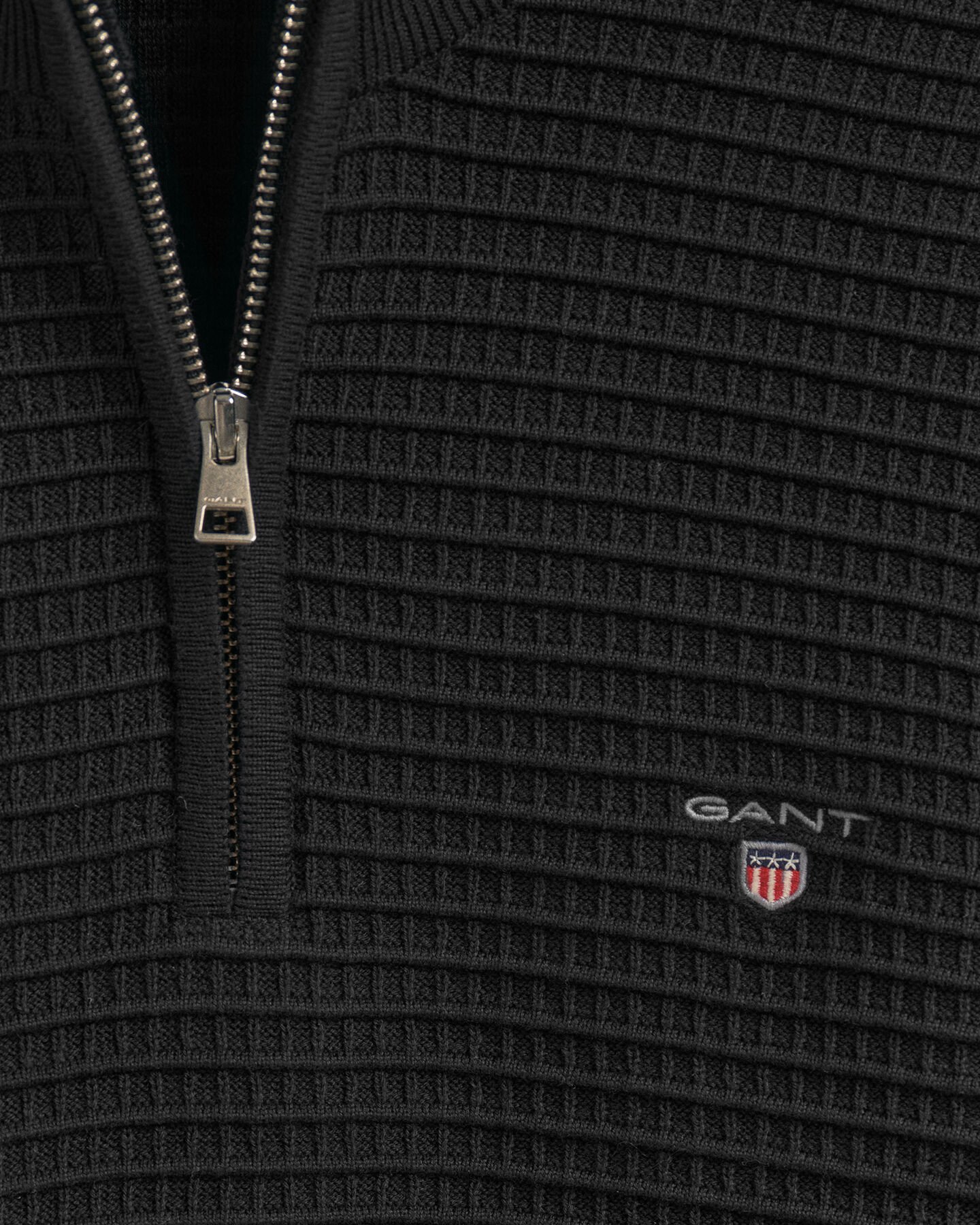 Maglia Texture in cotone con zip corta