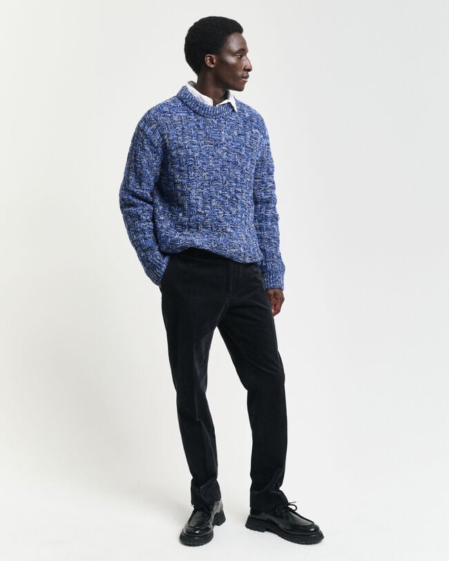 Maglia girocollo in misto lana testurizzata