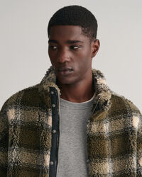 Giacca in pile a quadri con zip