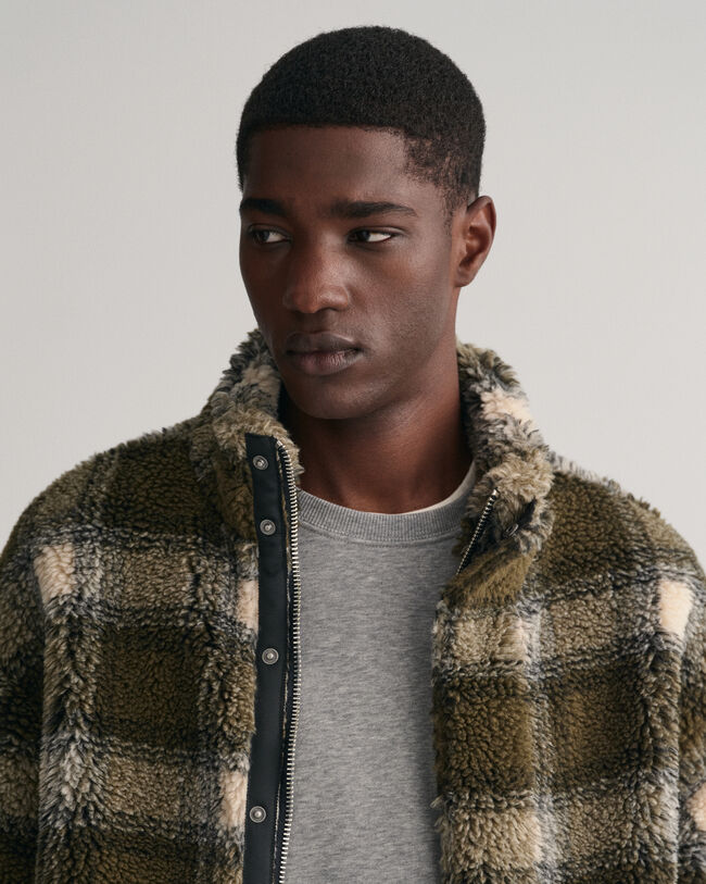 Giacca in pile a quadri con zip