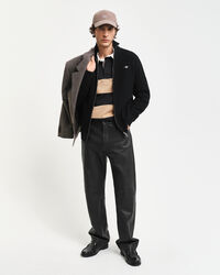 Cardigan con zip in cotone testurizzato