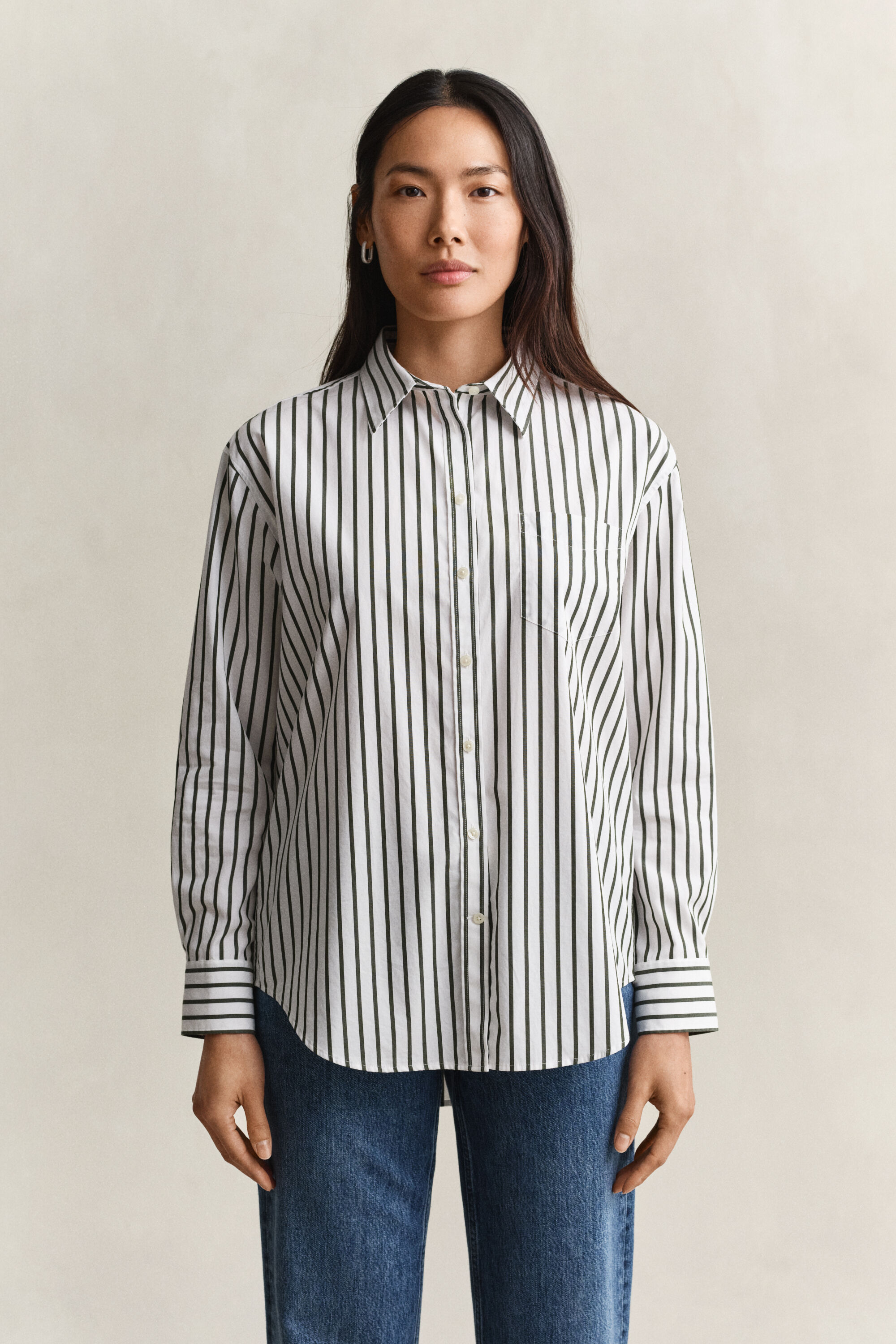 Camicia classica in popeline a righe relaxed fit