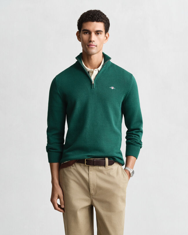 Maglia in cotone casual con zip corta