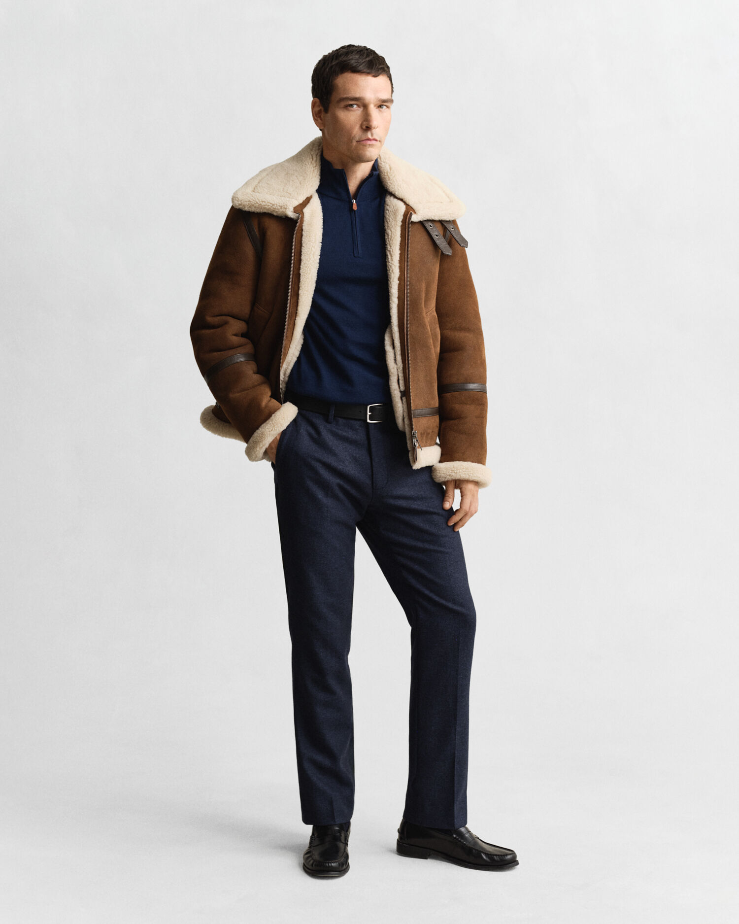 Maglia con zip corta in finissima lana merino