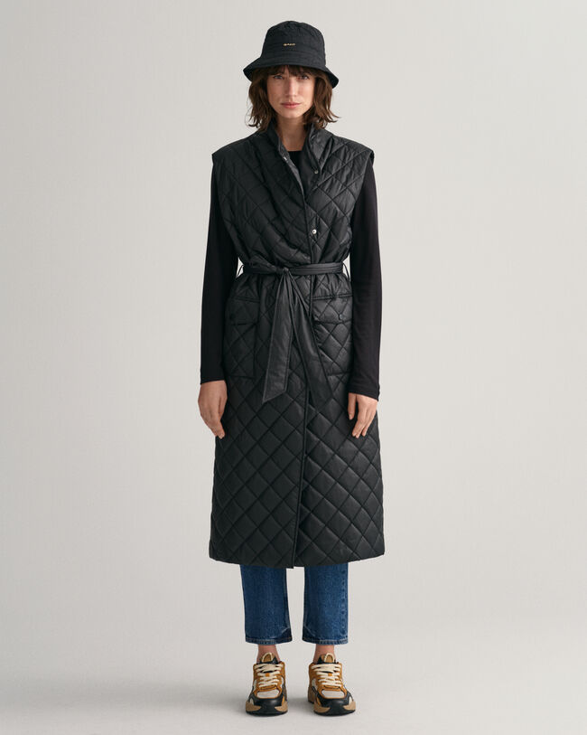 Piumino smanicato trapuntato lungo