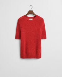 Maglia girocollo a maniche corte in morbido misto mohair