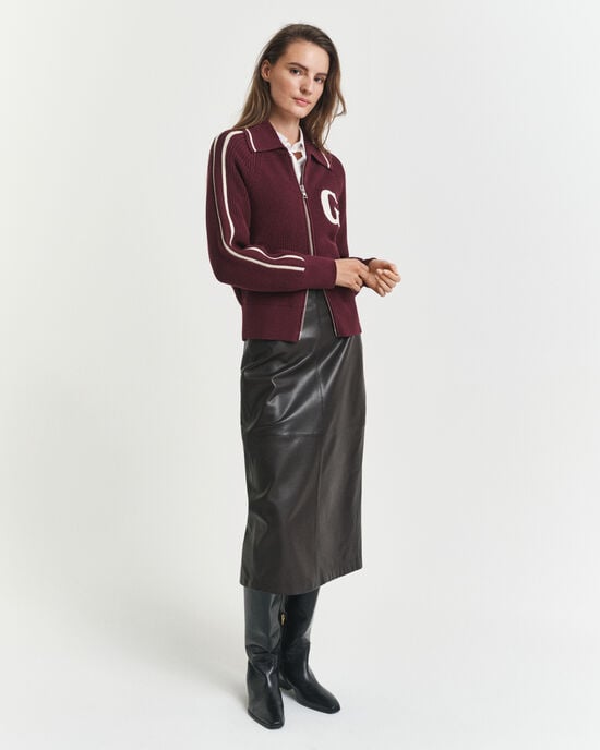 Gonna midi longuette in pelle