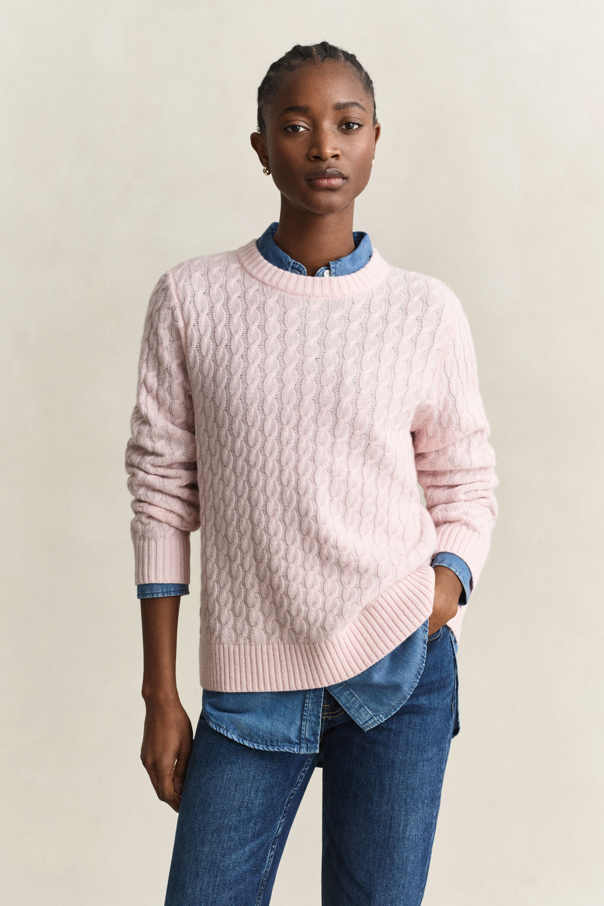 Maglia a trecce in cashmere