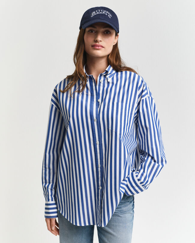 Camicia classica in popeline a righe oversize