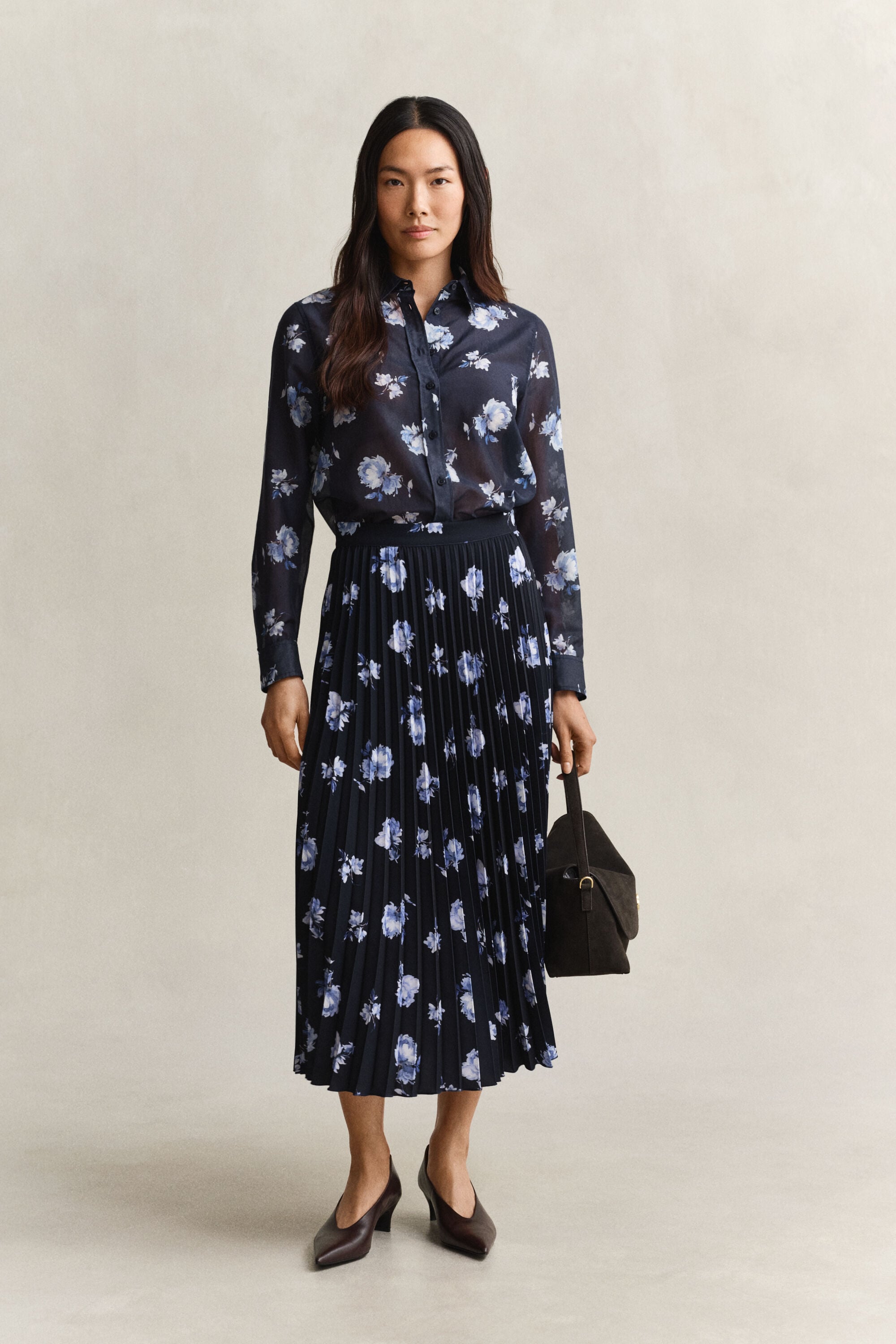 Camicia in misto seta-cotone con stampa floreale