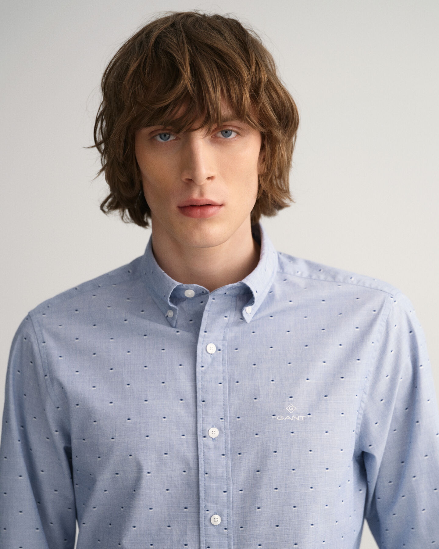 Camicia puntinata slim fit