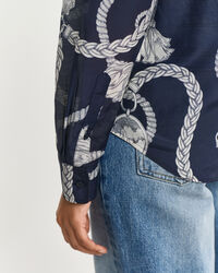 Camicia in seta e cotone con stampa Sailing regular fit