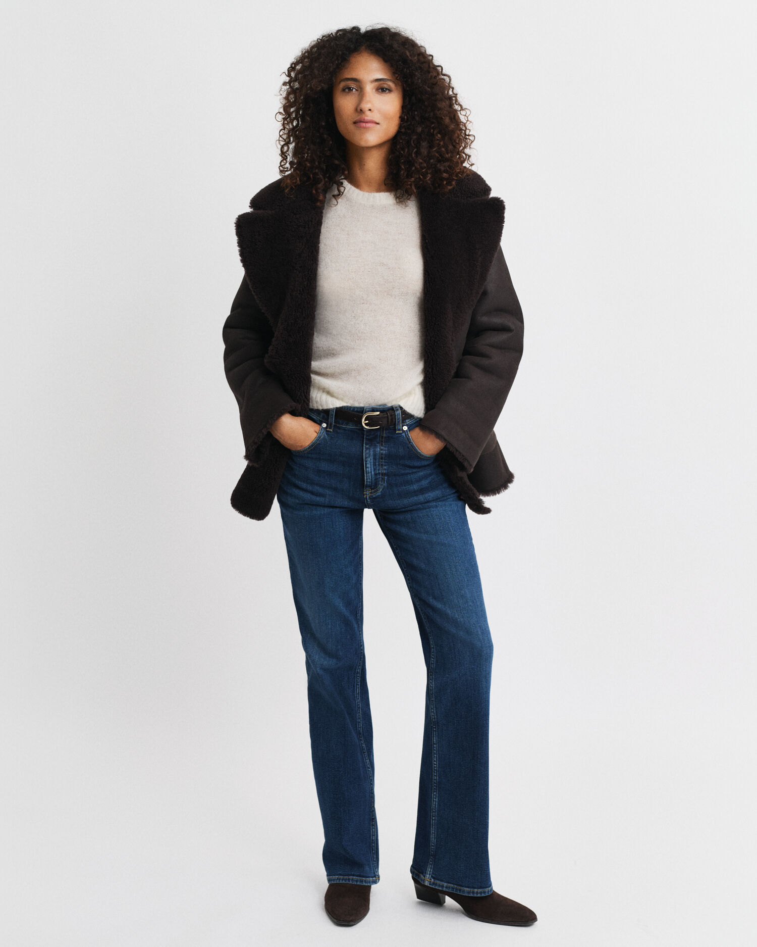 Maglia girocollo a maniche corte in morbido misto mohair