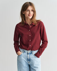 Camicia in voile di cotone con stampa a pois regular fit