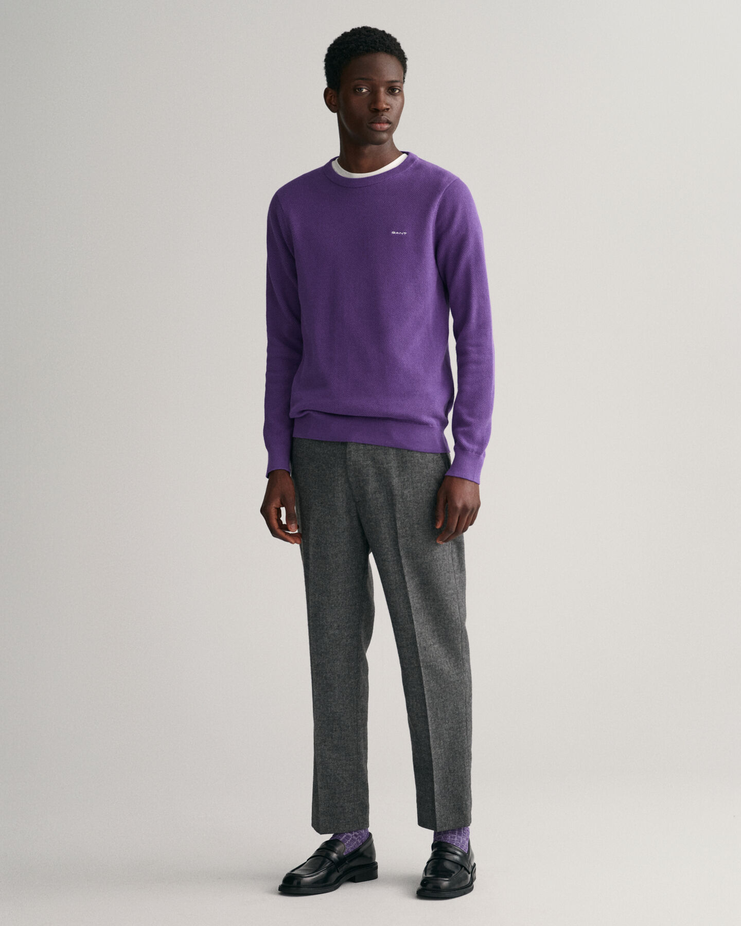 Pantaloni con motivo a spina di pesce stretti in fondo