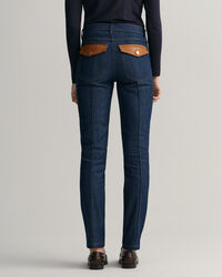 Jeans con dettagli in pelle slim fit