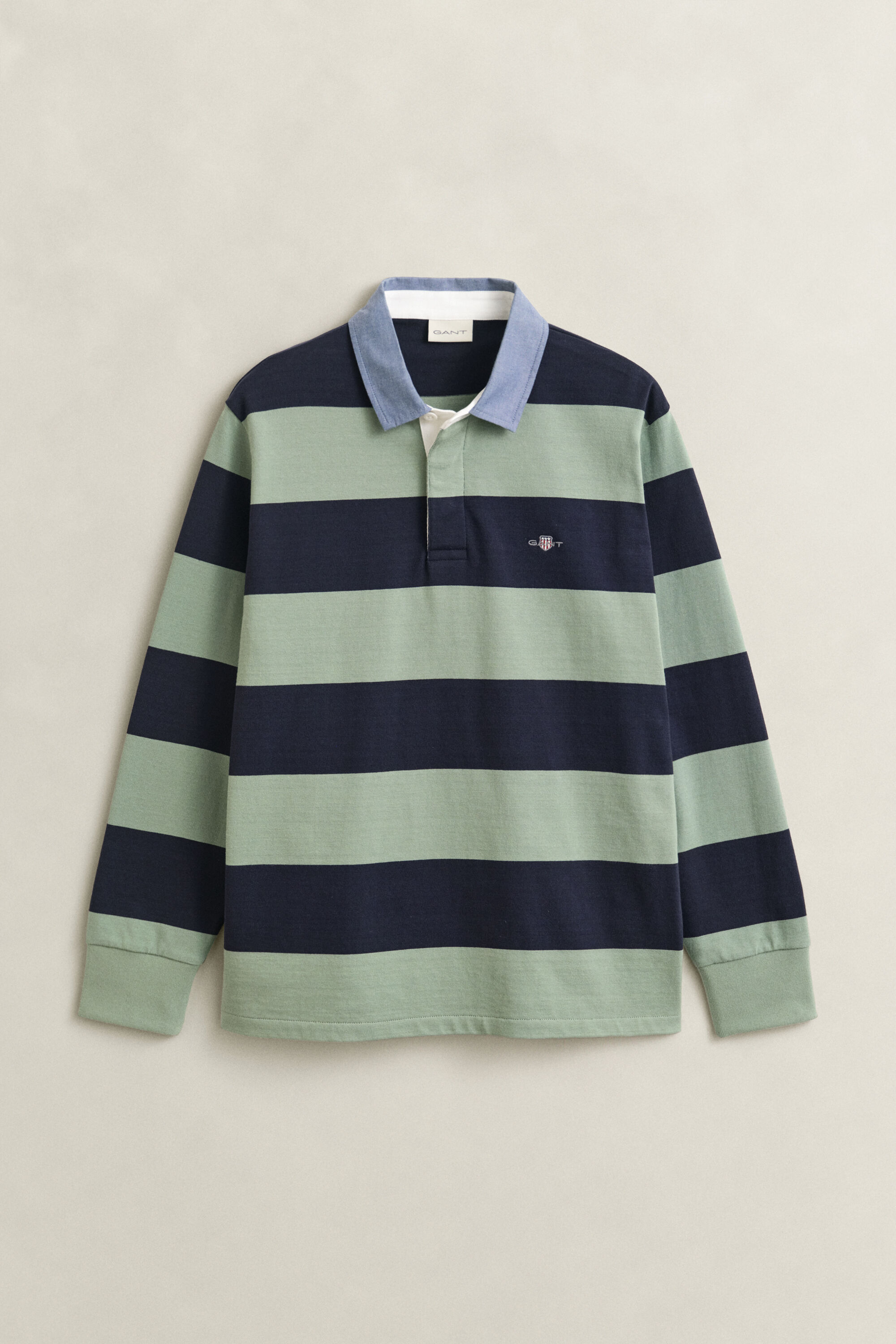 Heavy Rugger a righe con colletto in chambray