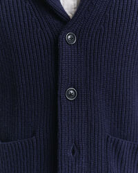 Cardigan con collo sciallato in misto lana