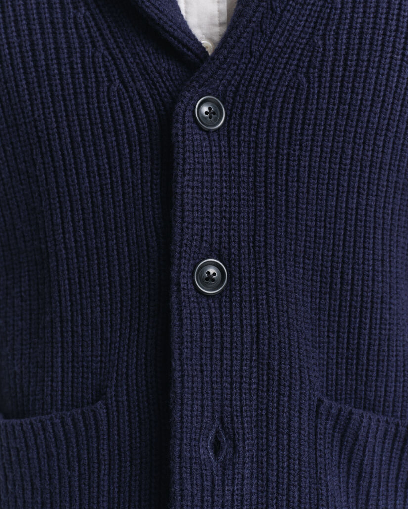 Cardigan con collo sciallato in misto lana