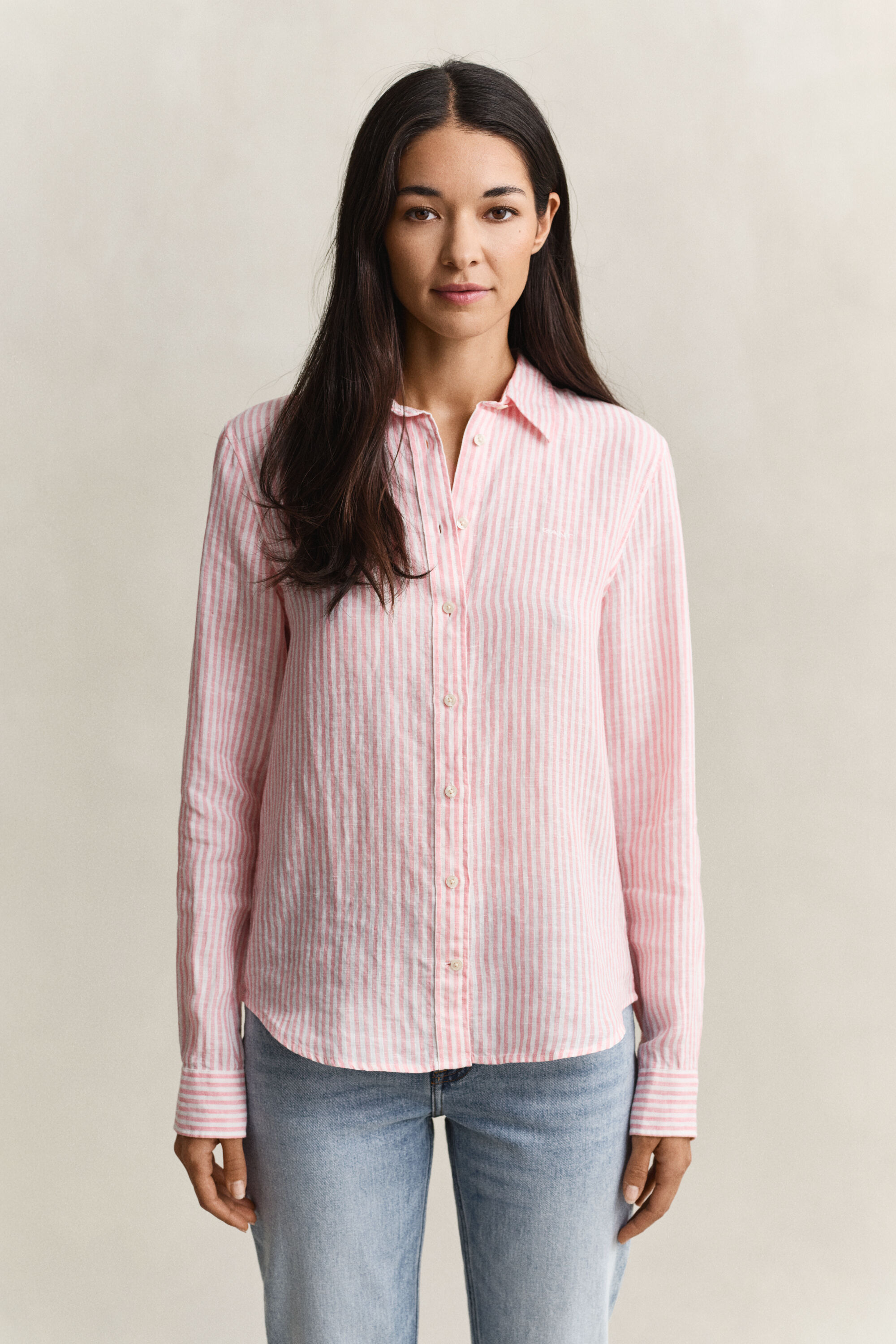Camicia di lino a righe regular fit