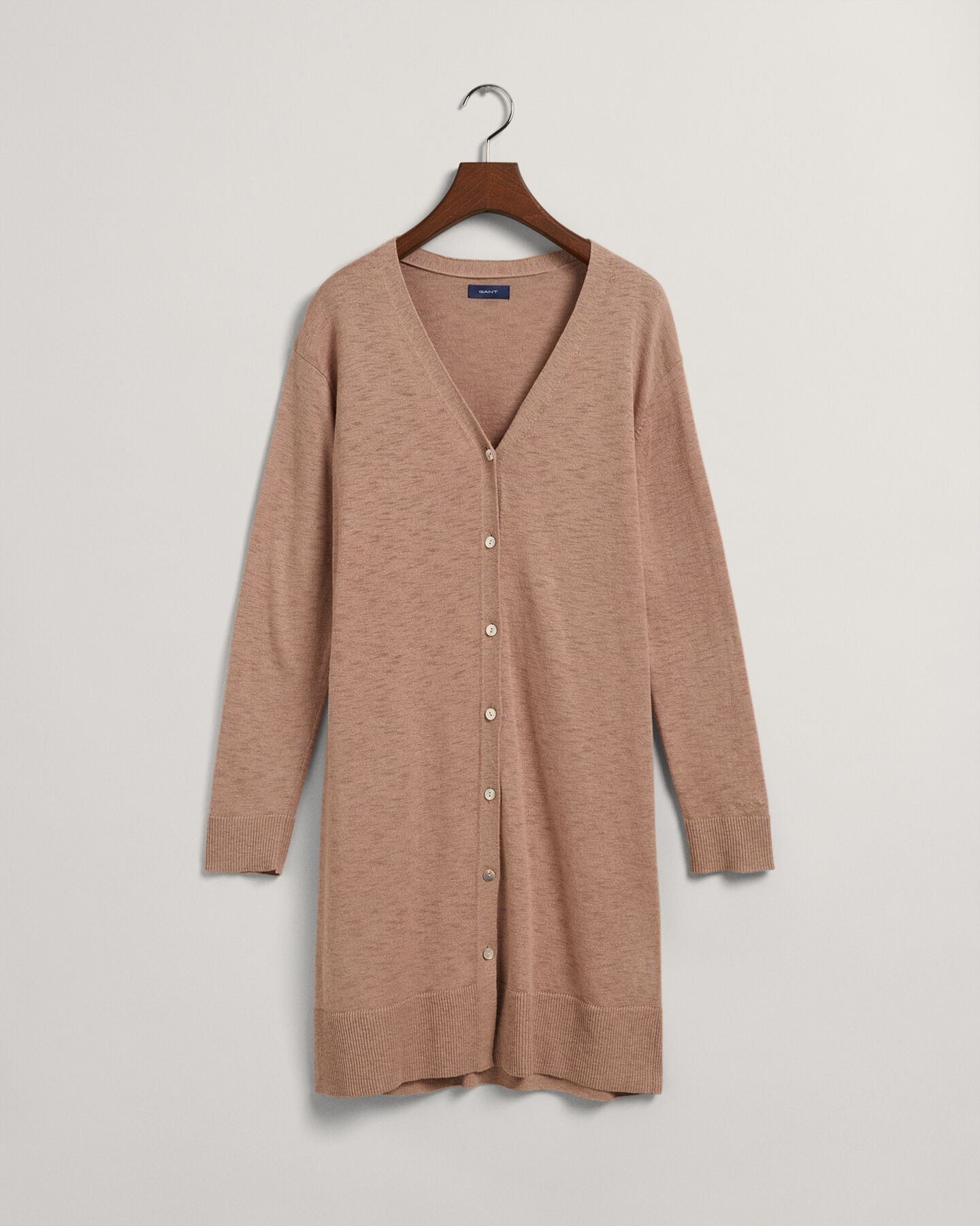 Cardigan con profondo scollo a V in misto lino