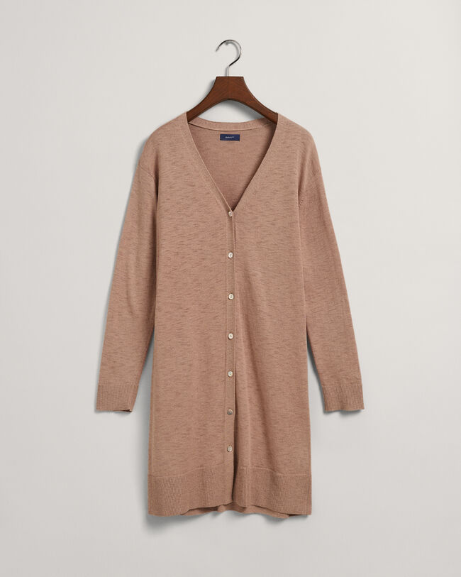 Cardigan con profondo scollo a V in misto lino