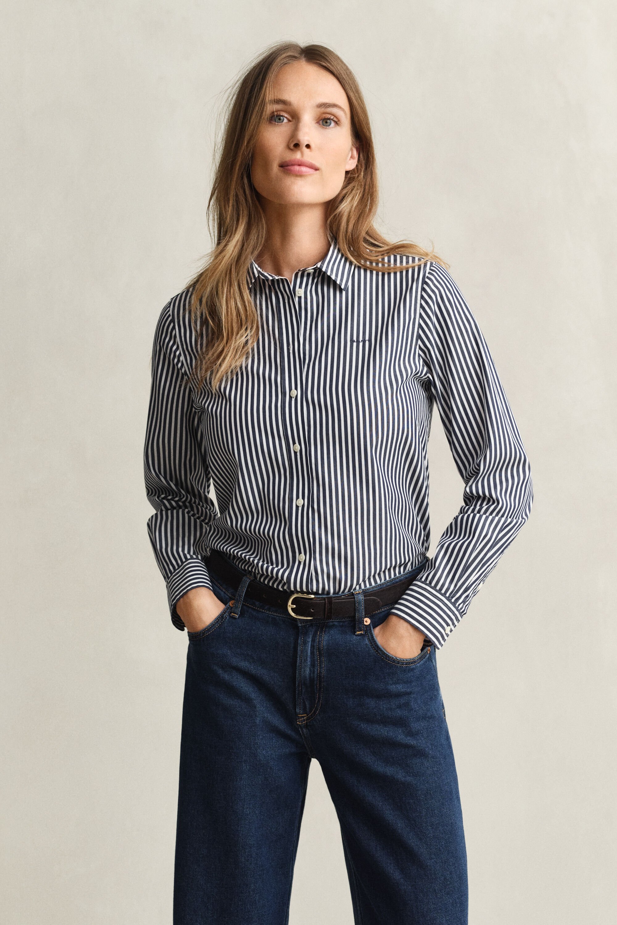 Camicia classica in popeline a righe regular fit