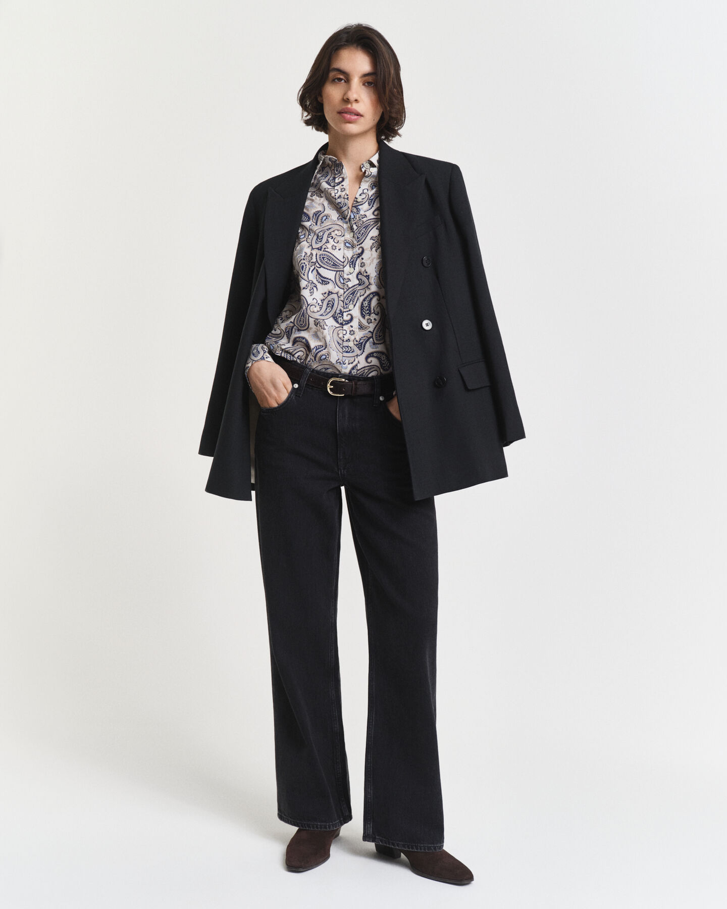 Camicia in voile di cotone con motivo cachemire