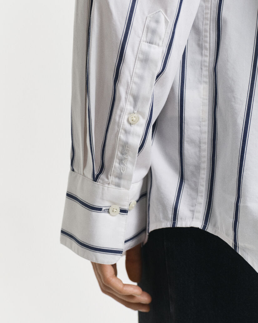 Camicia classica in popeline a righe oversize