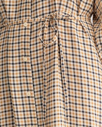 Abito chemisier a quadri con colletto alla coreana