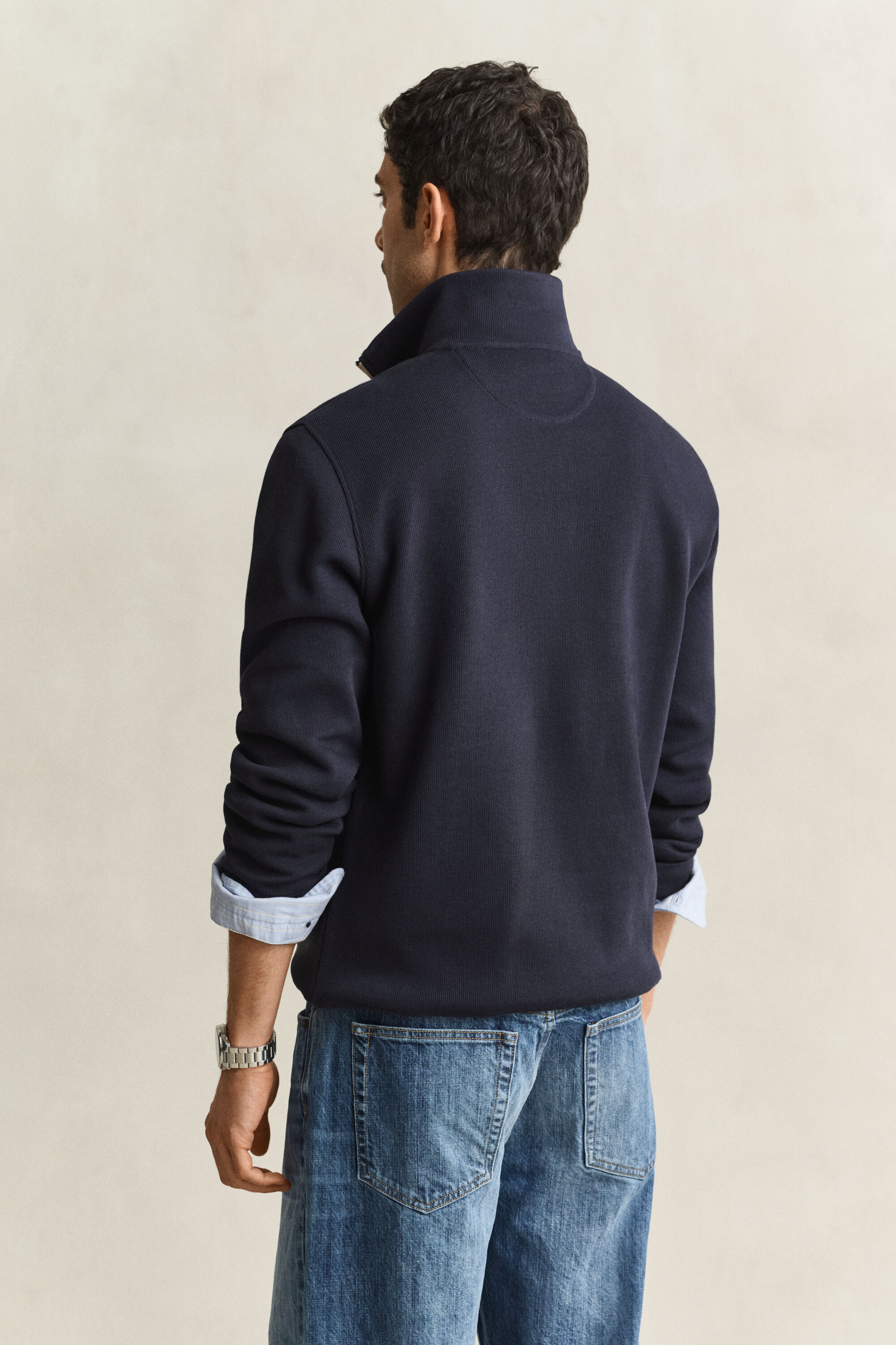 Felpa Sacker Rib con zip corta