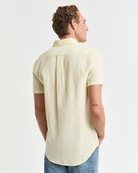 Camicia a maniche corte in misto cotone-lino regular fit