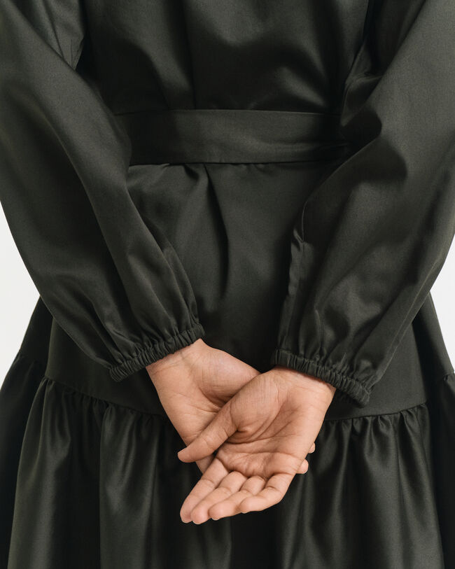 Abito a maniche lunghe in morbido raso di cotone