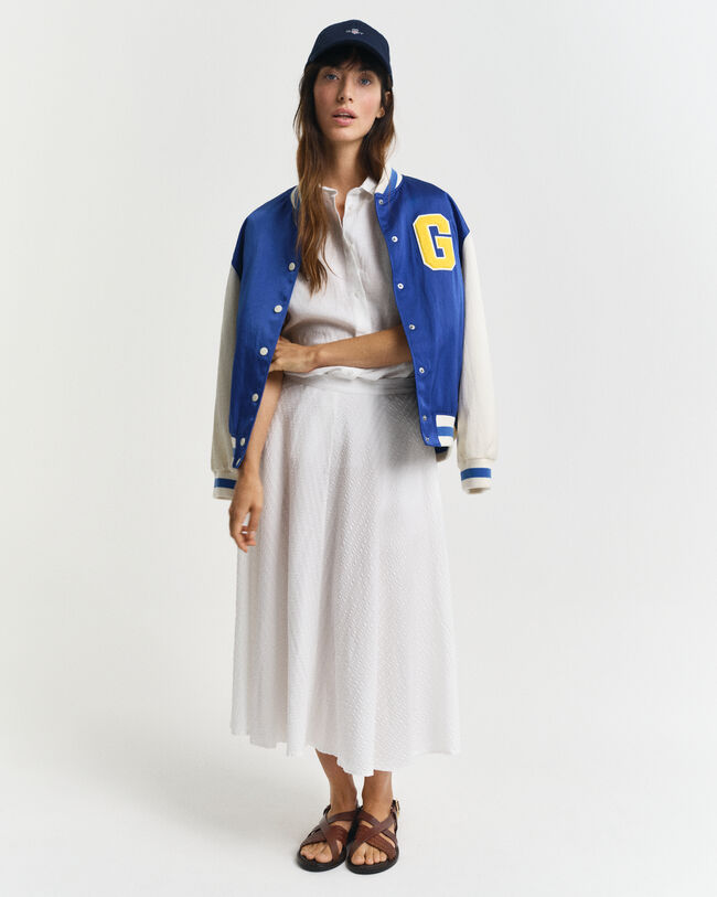 Gonna a righe seersucker tono su tono