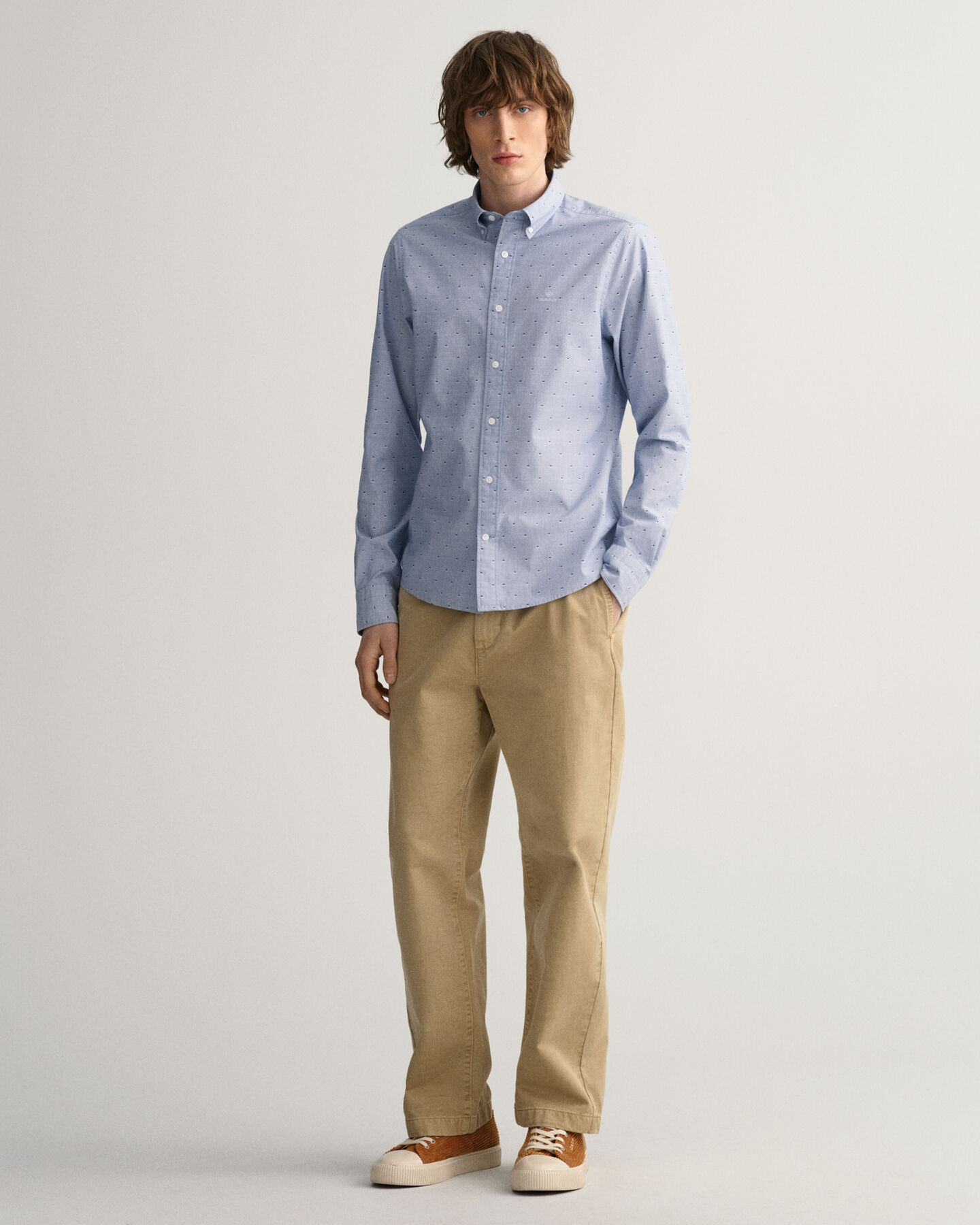 Camicia puntinata slim fit