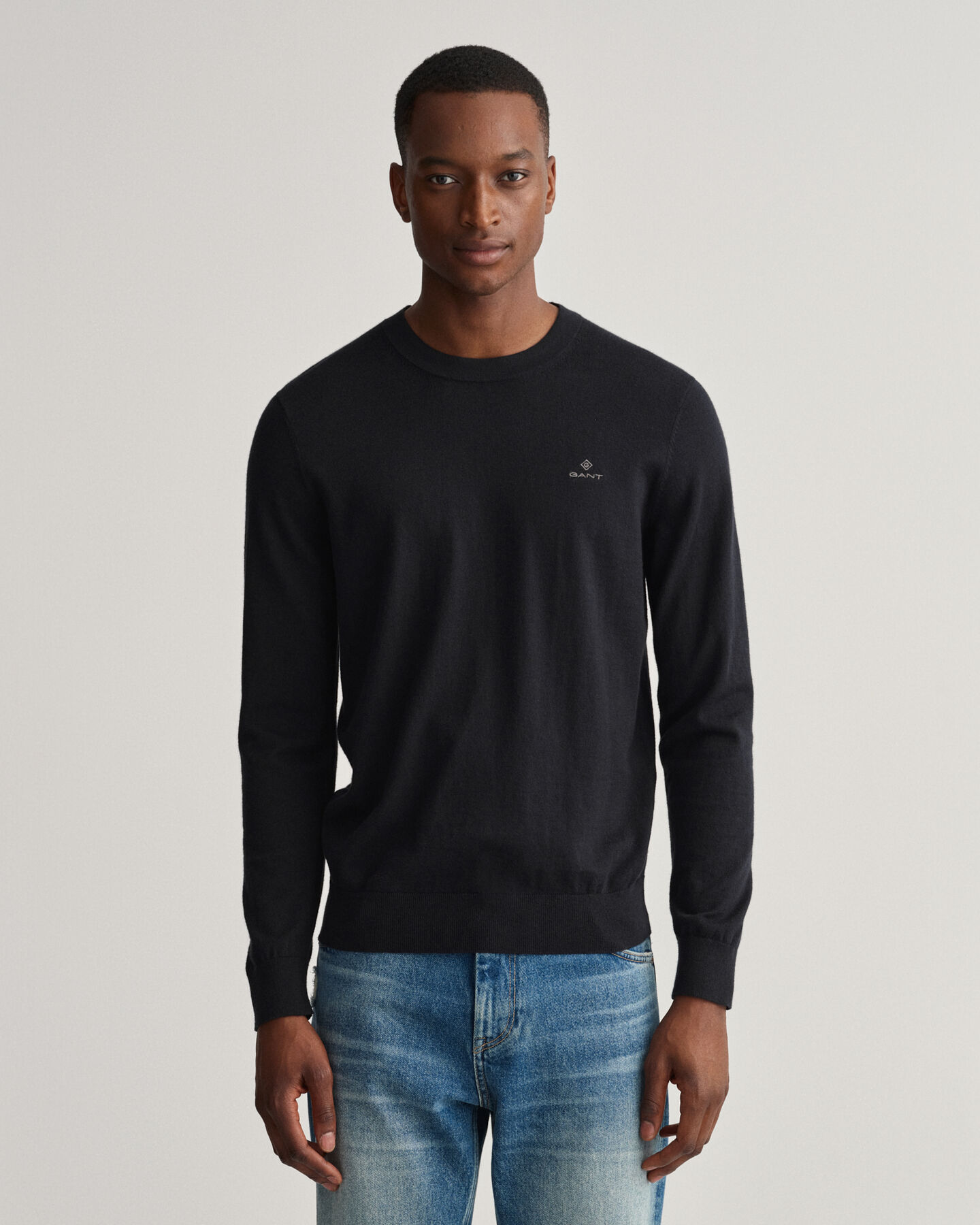 Maglia girocollo in cotone e cashmere