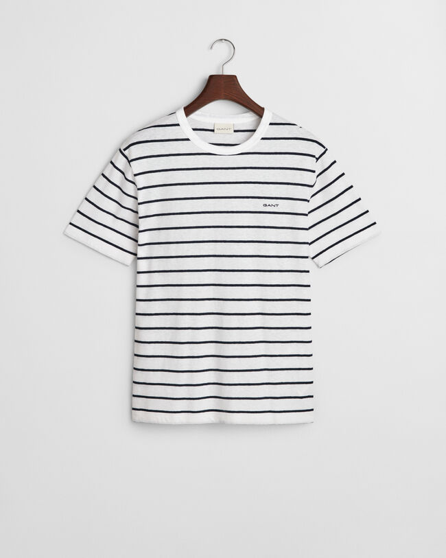 T-shirt in lino e cotone a righe