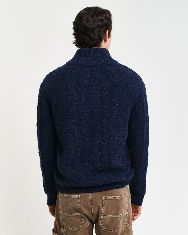 Cardigan con zip lavorato a trecce