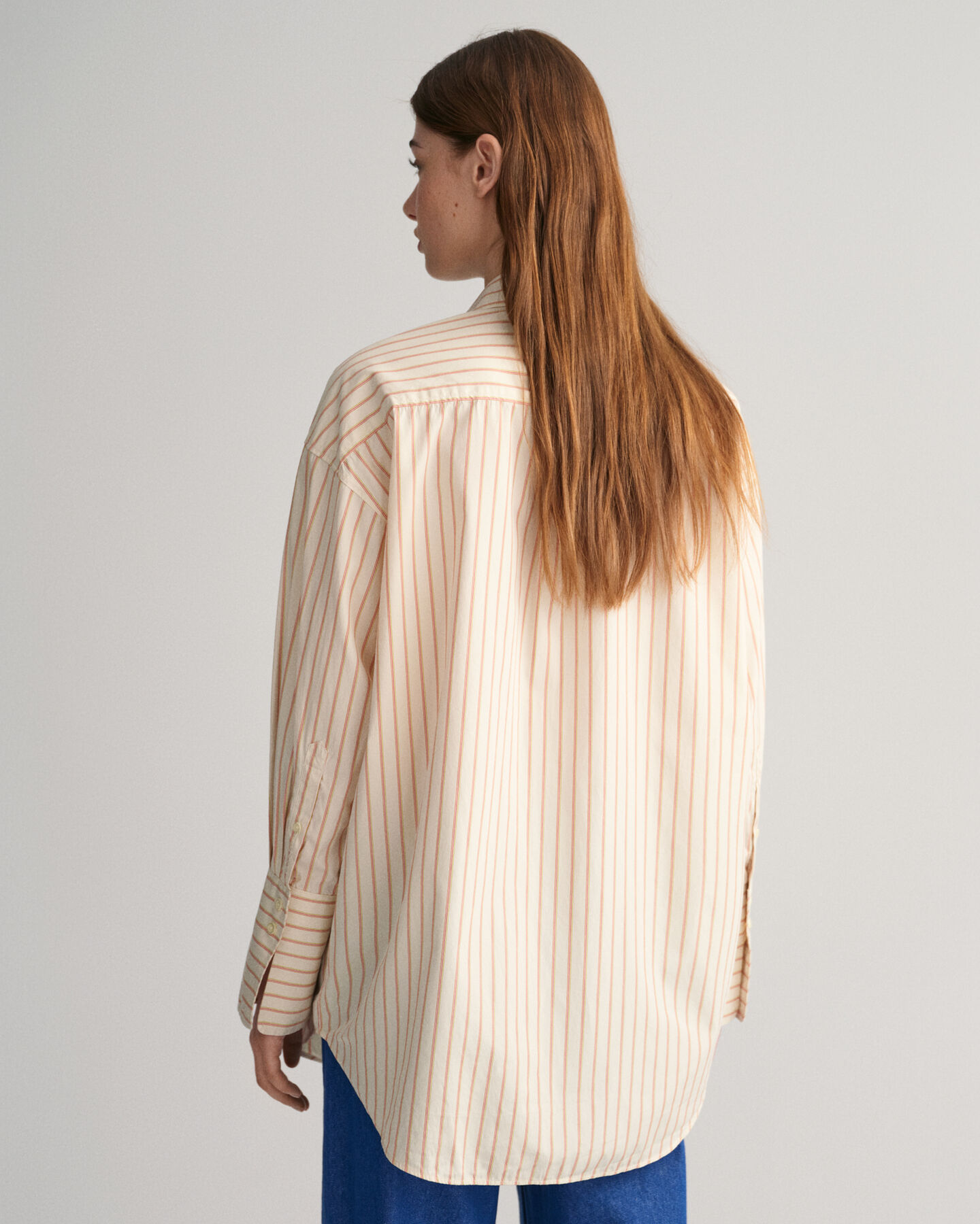 Camicia in popeline a righe e polsini alti oversize