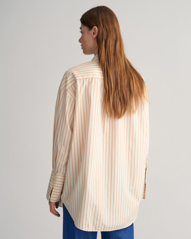 Camicia in popeline a righe e polsini alti oversize