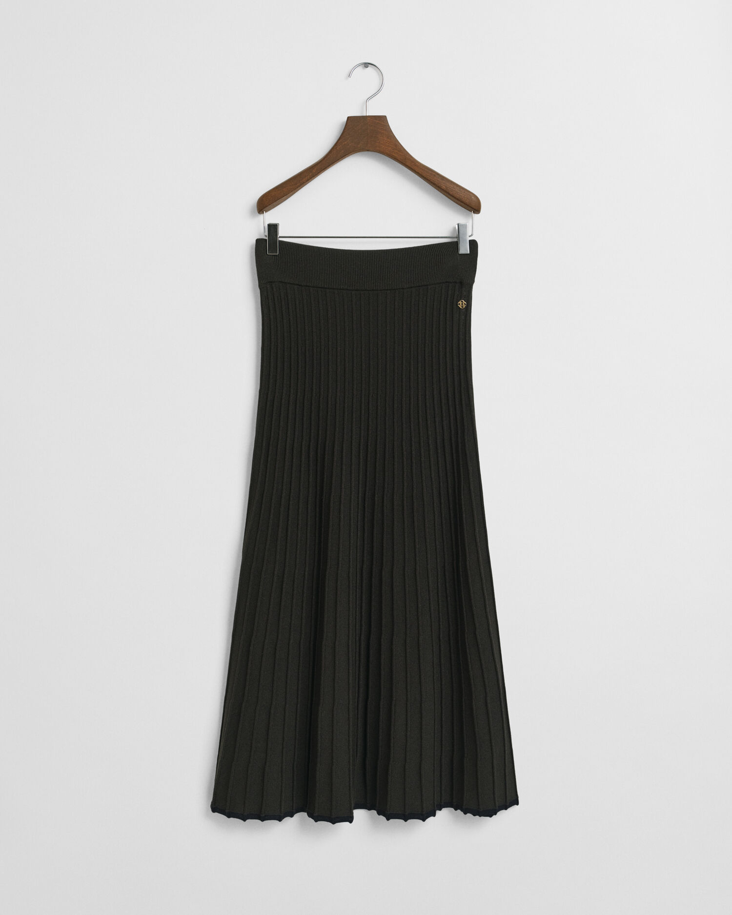 Gonna in maglia a coste a contrasto