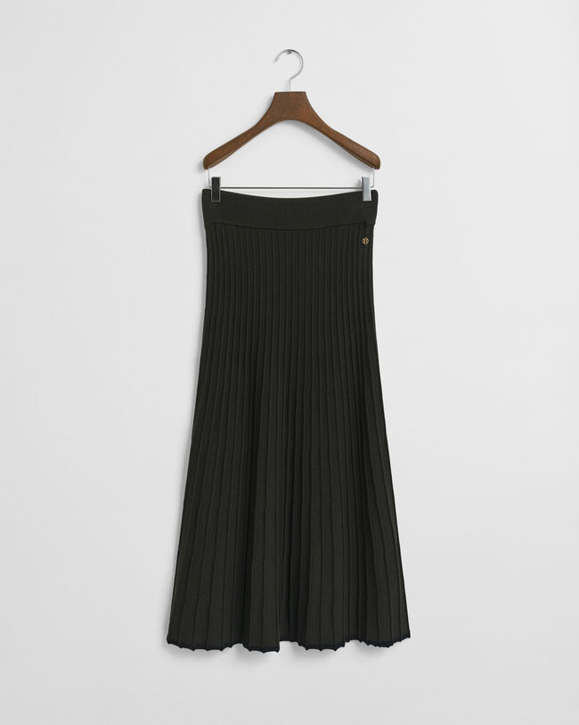 Gonna in maglia a coste a contrasto